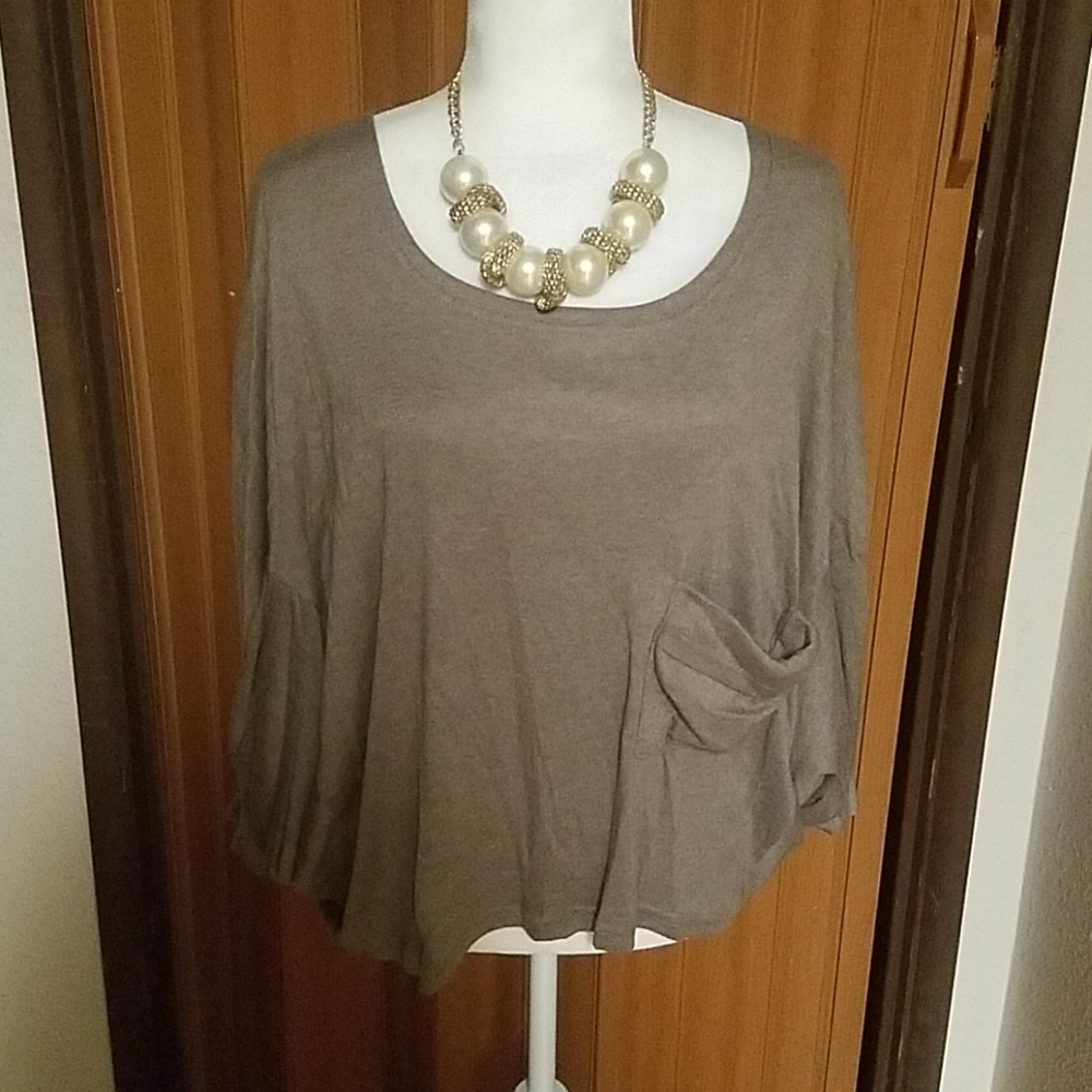 BROWN BAT SLEEVE TOP